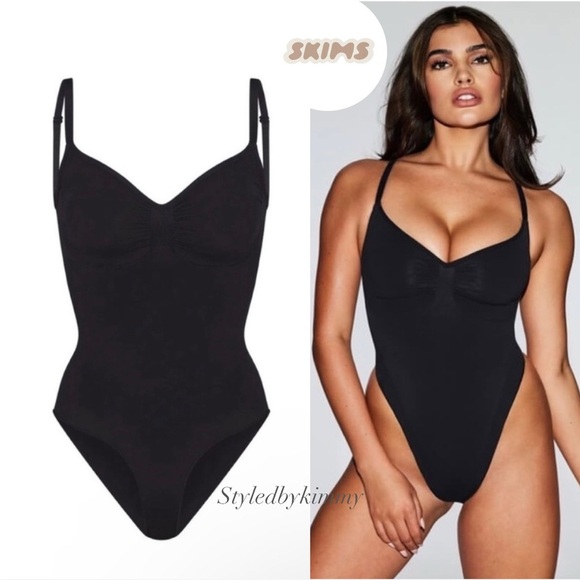 SKIMS Seamless Sculpt Brief Bodysuit Onyx XXS/XS New - Picture 1 of 6